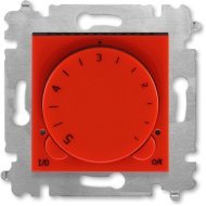 Терморегулятор с поворотной ручкой ABB LEVIT, скрытый монтаж, красный / дымчатый черный, 2CHH920003A6065