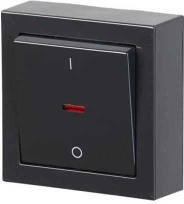 Выключатель 1-клавишный ABB IMPRESSIVO с подсветкой, открытый монтаж, антрацит, 2TKA00001841 в Санкт-Петербурге