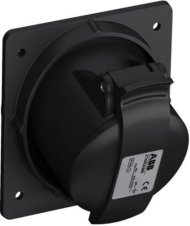 Розетка панельная с угловым минимальным фланцем 216RAM6B, 16A, 2P+E, IP44, 6ч, черный, для шоу-бизнеса, 2CMA100543R1000