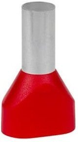 Наконечник каб. 2FER10018P-D, медь лужен./полипропилен, втулка, двойной, красный, 2х10мм2, 18мм, 100 шт. в пачке, 7TCA301140R0380