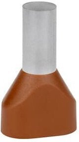 Наконечник каб. 2FER10018P-F, медь лужен./полипропилен, втулка, двойной, коричневый, 2х10мм2, 18мм, 100 шт. в пачке, 7TCA301140R0404