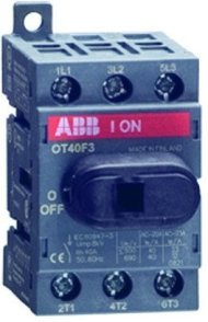 Рубильник OT25F3 до 25А 3х-полюсный для установки на DIN-рейку или монтажную плату (с резерв. ручкой), 1SCA104857R1001