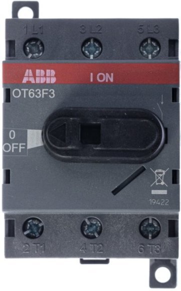 Рубильник OT63F3 до 63А 3х-полюсный для установки на DIN-рейку или монтажную плату (с резерв. ручкой), 1SCA105332R1001 в Санкт-Петербурге Рубильник OT63F3 до 63А 3х-полюсный для установки на DIN-рейку или монтажную плату (с резерв. ручкой), 1SCA105332R1001 в Санкт-Петербурге