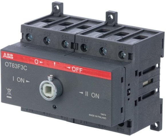 Реверсивный рубильник OT63F3C до 63А 3-полюсный для установки на DIN-рейку или монтажную плату (без ручки), 1SCA105338R1001 в Санкт-Петербурге Реверсивный рубильник OT63F3C до 63А 3-полюсный для установки на DIN-рейку или монтажную плату (без ручки), 1SCA105338R1001 в Санкт-Петербурге