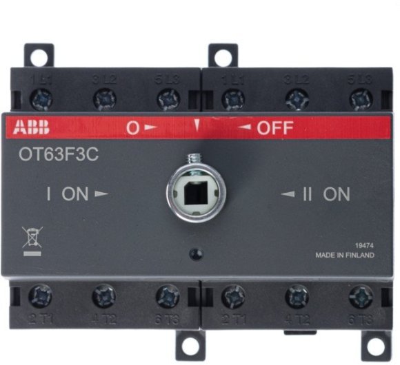 Реверсивный рубильник OT63F3C до 63А 3-полюсный для установки на DIN-рейку или монтажную плату (без ручки), 1SCA105338R1001 в Санкт-Петербурге Реверсивный рубильник OT63F3C до 63А 3-полюсный для установки на DIN-рейку или монтажную плату (без ручки), 1SCA105338R1001 в Санкт-Петербурге