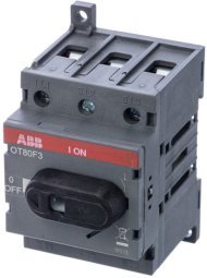 Рубильник OT80F3 до 80А 3х-полюсный для установки на DIN-рейку или монтажную плату (с резерв. ручкой), 1SCA105798R1001