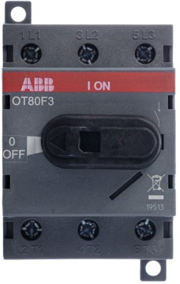 Рубильник OT80F3 до 80А 3х-полюсный для установки на DIN-рейку или монтажную плату (с резерв. ручкой), 1SCA105798R1001 в Санкт-Петербурге Рубильник OT80F3 до 80А 3х-полюсный для установки на DIN-рейку или монтажную плату (с резерв. ручкой), 1SCA105798R1001 в Санкт-Петербурге