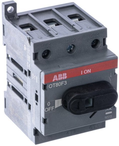 Рубильник OT80F3 до 80А 3х-полюсный для установки на DIN-рейку или монтажную плату (с резерв. ручкой), 1SCA105798R1001 в Санкт-Петербурге Рубильник OT80F3 до 80А 3х-полюсный для установки на DIN-рейку или монтажную плату (с резерв. ручкой), 1SCA105798R1001 в Санкт-Петербурге