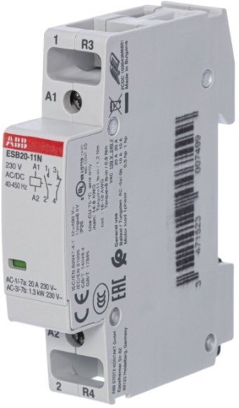 Модульный контактор ABB ESB20 1НО+1НЗ 20А 230В AC/DC, 1SBE121111R0611 в Санкт-Петербурге