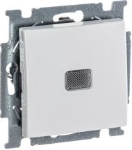 Выключатель 1-клавишный ABB BASIC55 с подсветкой, скрытый монтаж, альпийский белый, 2CKA001012A2153