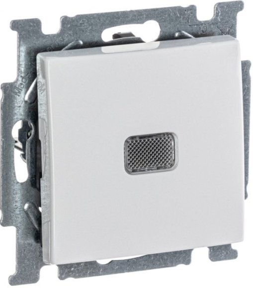 Выключатель 1-клавишный ABB BASIC55 с подсветкой, скрытый монтаж, альпийский белый, 2CKA001012A2153 в Санкт-Петербурге